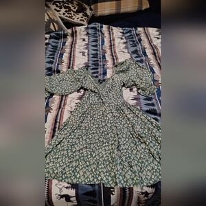 Angie Green and White Cactus Patterned Dress